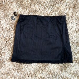 H&M Short Skirt, Black, Lined with Lace, New with Tags, Size Small, Front Slit